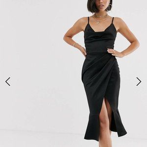 ASOS DESIGN Cowl Neck Cami Midi Dress with Pephem (NWT)